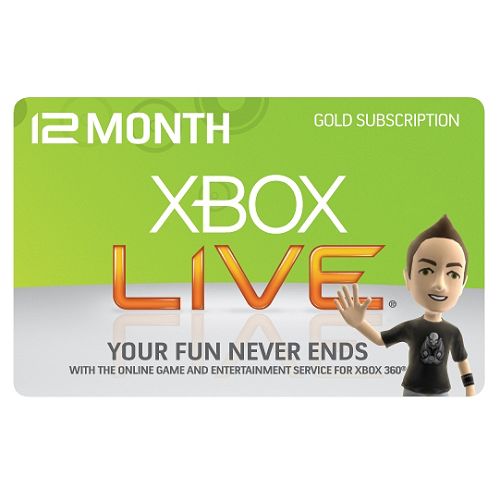 Microsoft 360, 12-Month Xbox LIVE Gold Subscription Card