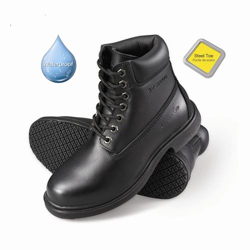 Genuine Grip Men's Slip-Resistant Waterproof Steel Toe Work Boots #7161 Black Best Price