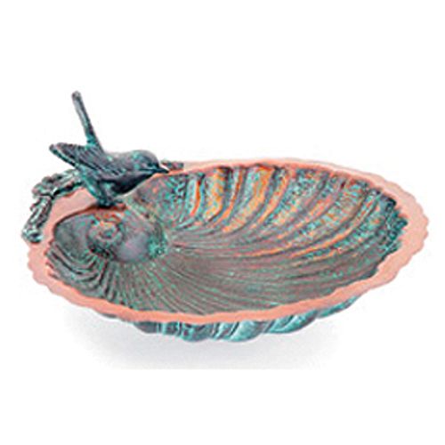 Achla Scallop Shell Bird Bath, Antique Brass Finish
