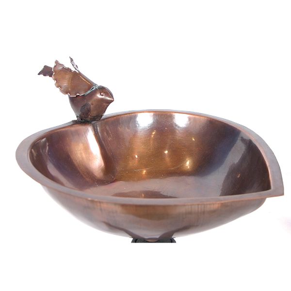 Achla Heart Shaped Bird Bath with Antique Brass Finish