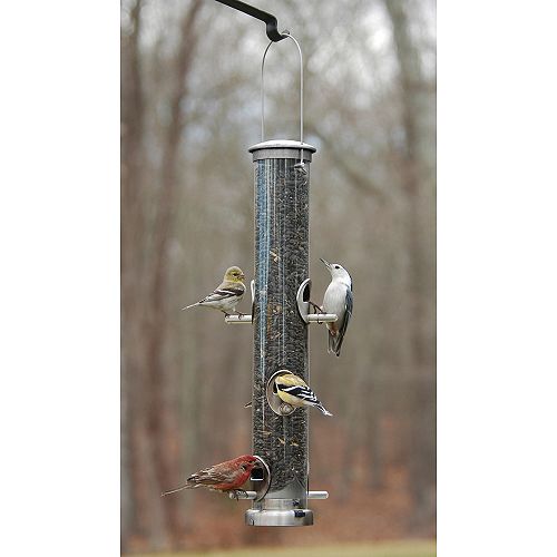 Aspects Large Brushed Nickel Seed Tube Bird Feeder