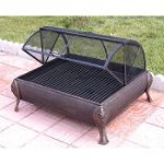 Commerce Global Sourcing Fire Pit Rectangular Cast Iron with Wrought Iron