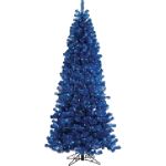 Blue Tinsel Christmas Tree with Blue Lights