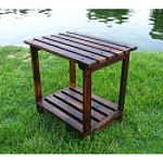 Shine Company Rectangular Side Table Burnt Brown