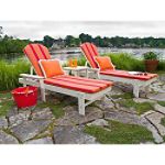 PolyWood Reversible Salsa-Tangerine Cushions For South Beach Chaise Lounge