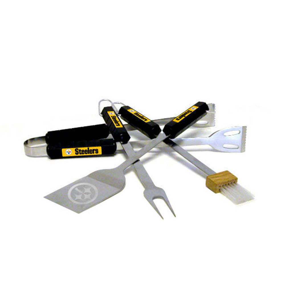 PSS NFL, officially licensed Pittsburgh Steelers 4-piece BBQ grill tool set