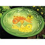 Achla Green Fish Bird Bath Bowl and Stake
