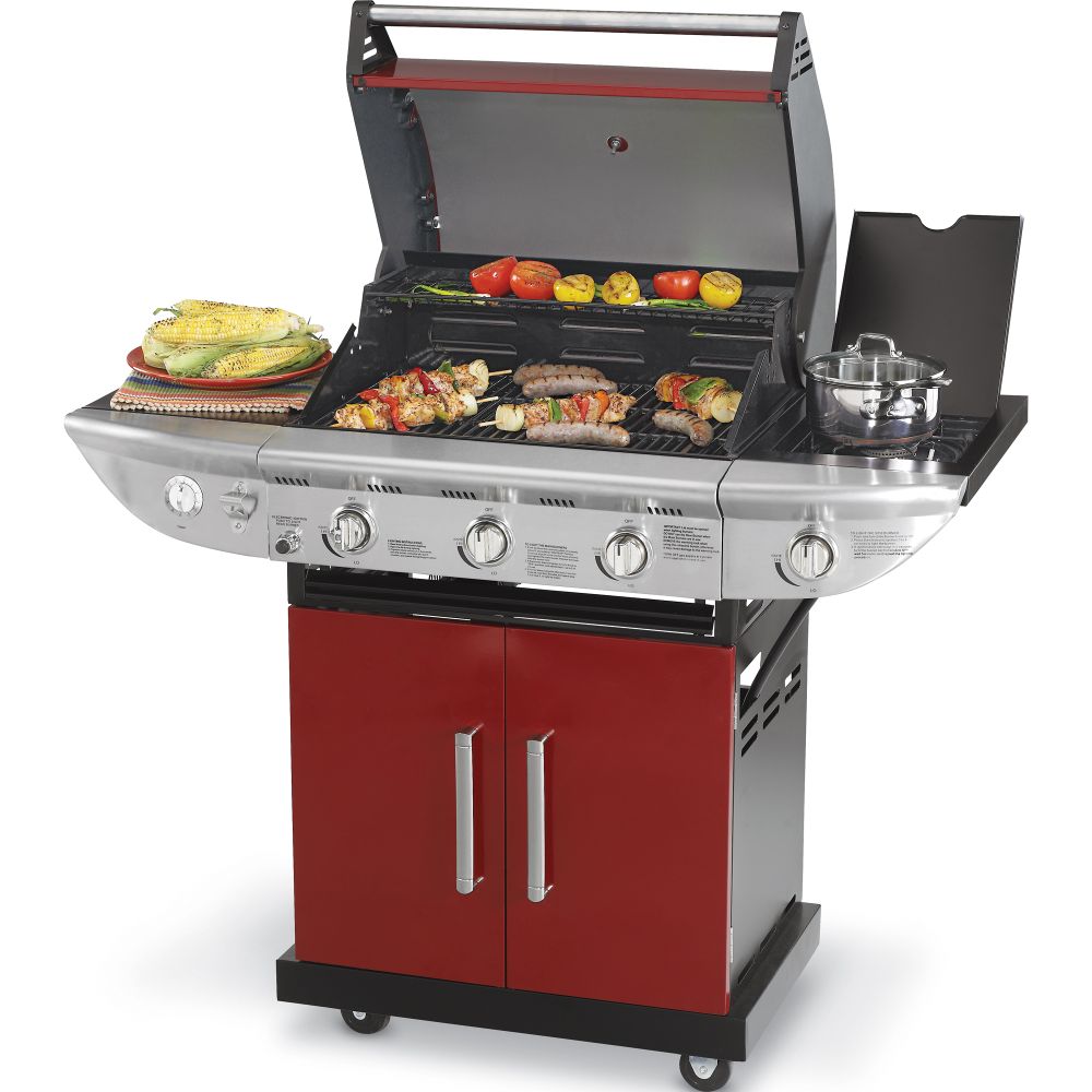 Kenmore Red 3-Burner Gas Grill with Side Burner