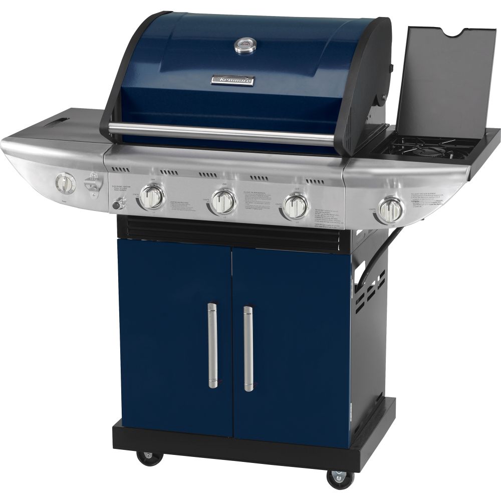 Kenmore Blue 3-Burner Gas Grill with Side Burner