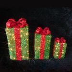 Set of 3, Flax Rectangle Gift Box, Green