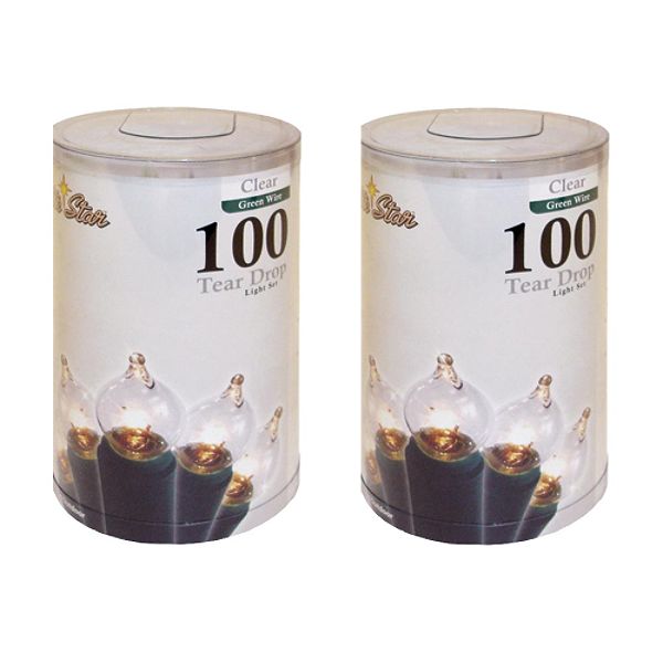 Brite Star Set of 2 100l tear drop shaped clear colored lights