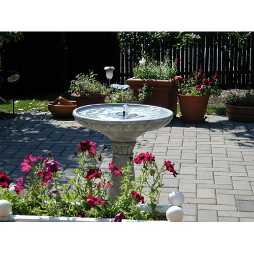 Smart Solar Portsmouth Solar Birdbath Fountain; Weathered Stone Finish