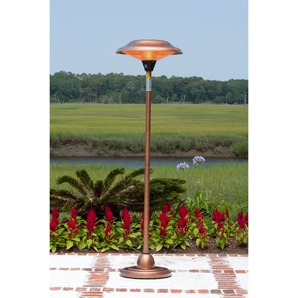 Fire Sense Floor Standing Round Copper Finish Halogen Patio Heater