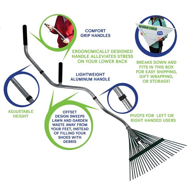 Snake Rake SnakeRake Ergonomic Aluminum Rake