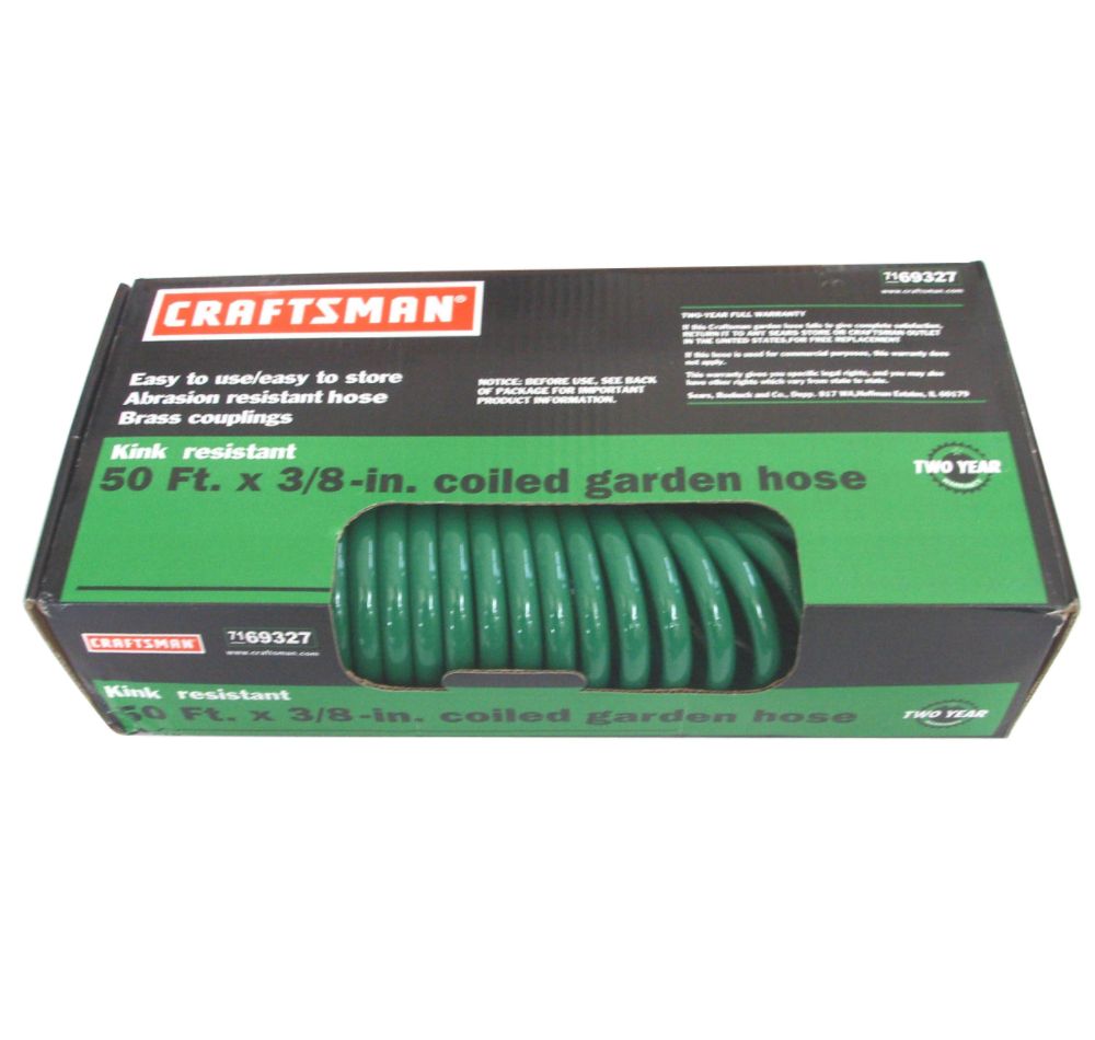 Craftsman 3/8 in. 50 ft. Coil Garden Hose w/Brass Coupling