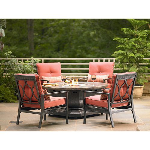 Garden Oasis Cottage Club 5-piece Patio Firepit Chat Group by