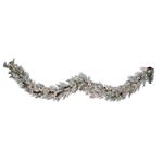 CMI Lites 9 Ft. Prelit Glacial Fir Garland with Flocked Tips, Clear, Frosted Bulbs