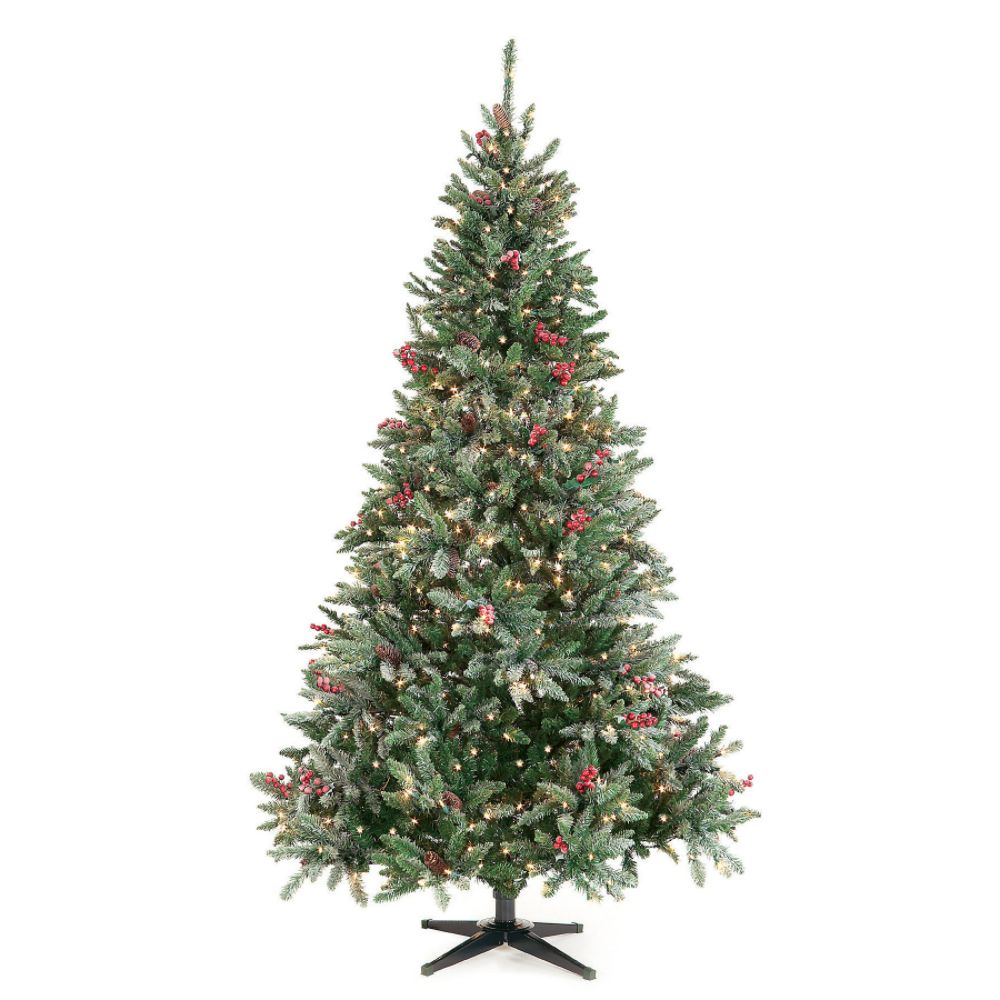 CMI Lites 7.5 Ft. Prelit Medium Hawthorne Fir Tree with Medium Green Frosted Tips and Be