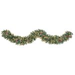 CMI Lites 9 Ft. Prelit Hawthorne Fir Garland with Medium Green Frosted Tips and Berries,
