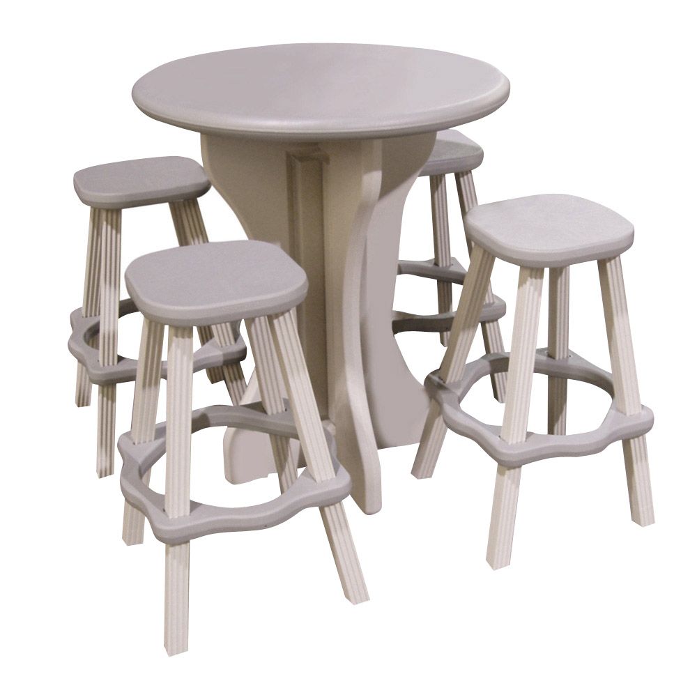 Bistro Table and Bar Stools, Gray