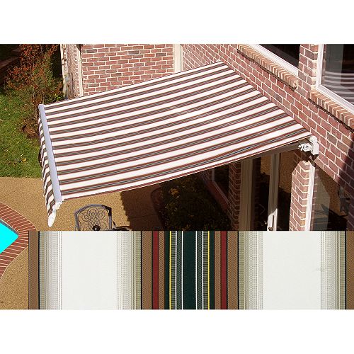 Beauty-Mark Maui Manual Retractable Awning - Burgundy/Forest/Tan