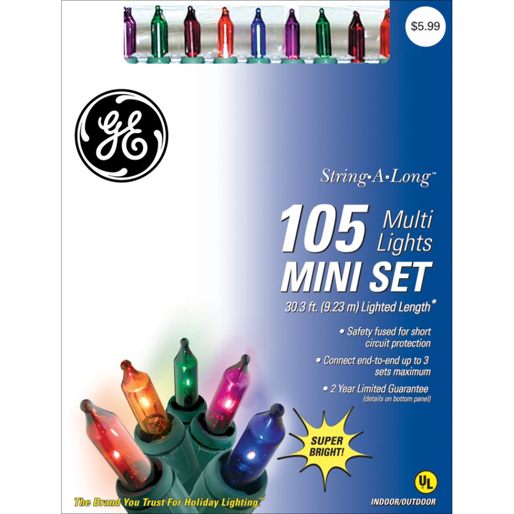 GE String-A-Long 105 Mini Lights Set, Multi