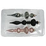 Holiday! Holiday! Merry Glamorous 3pk 6-1/2in Christmas Glass Finial Ornament