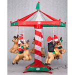 Holiday! Holiday! 7ft Airblown Inflatable Animated Carousel Spotlight