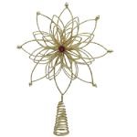 Whole Home Burgundy And Gold Wire Snowflake Tree Topper