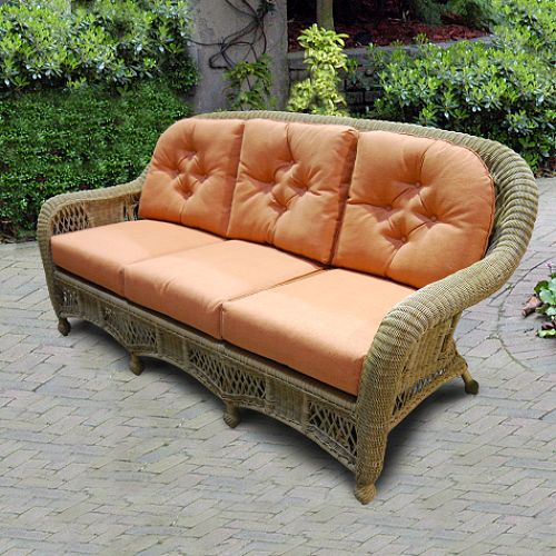 Montego Deep Seating 3 Seat Patio Sofa with Cossette Adobe Cushions by