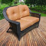 Augusta Deep Seating Love Seat with Paprika Paisley Cushion