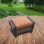 Augusta Deep Ottoman with Paprika Paisley Cushion