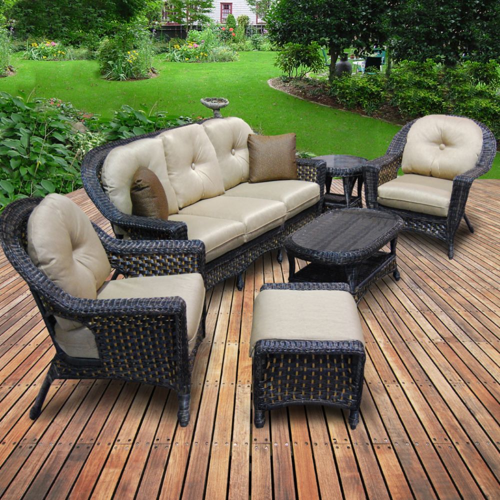 Deep Seating 6 Piece Expresso/Walnut Wicker Set