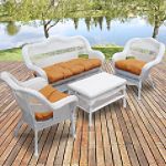 Avalon 4 Piece White Wicker Set