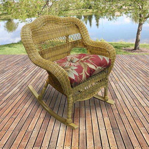 Avalon Patio Rocker with Tiki Crimson Cushions by