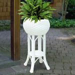 Avalon White Color Wicker Planter will hold 10 inches Pot