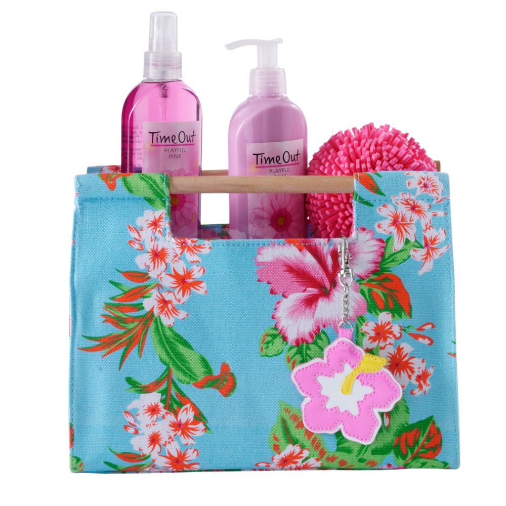 Time Out Playful Pink Tropical Traveler Time Tote