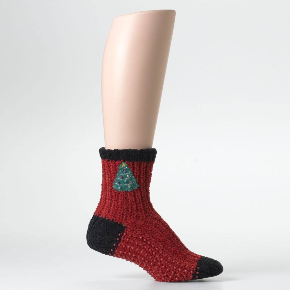 Christmas Tree Chenille Slipper Sock