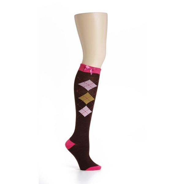 Pink Cookie Argyle Knee High Sock