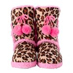 Pink Cookie Leopard Jr. Slipper Bootie
