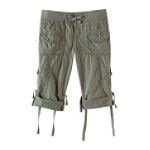 Almost Famous Girl's 7-16 Poplin Knit Waist Patch Pocket Capri