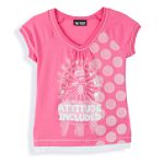 Bobby Jack Girl's 7-16 Plus Short Sleeve V-Neck Tee "Attitude Included" Bobby Screen