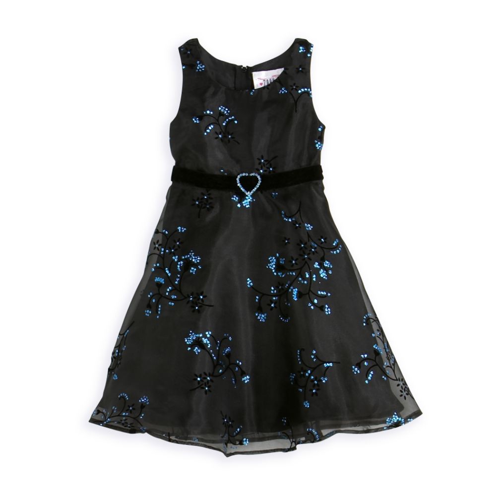 Zoey Girl's 4-6x Sleeveless Sparkle Dress with Butterfly Buckle