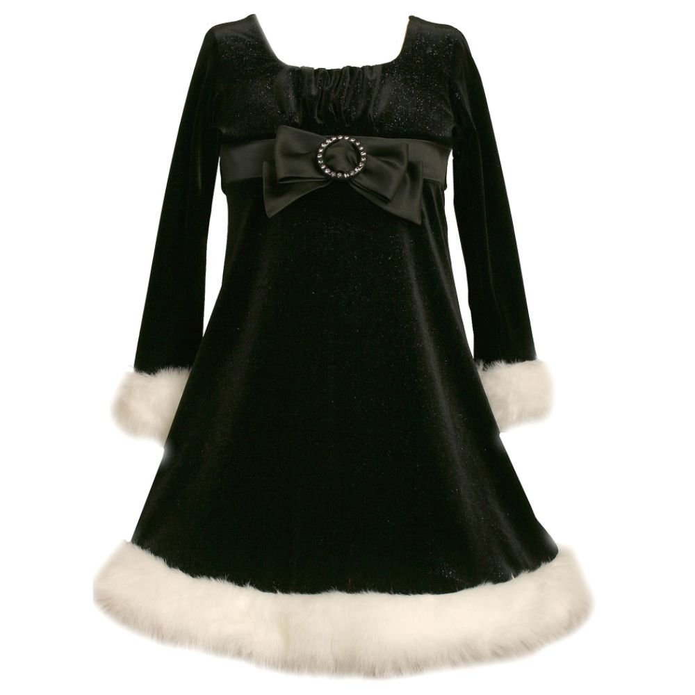 Ashley Ann Girl's 4-6x Long Sleeve Glitter Santa Dress