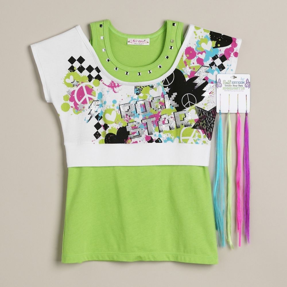 Self Esteem Girl's Plus Tank Top with Crop Shirt
