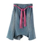 Amy's Closet Girl's 4-6x Belted Denim Skirt with Sharkbite Hem