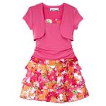 Amy's Closet Girl's 4-6x 3-Tier Chiffon Dress with Bow & Bolero