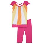 Amy's Closet Girl's 4-6x Flutter Sleeve Color Block Top with Leggings