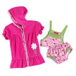 Imagine Me Infant Girl's 2-Piece Daisy Print Tankini with Terry Robe