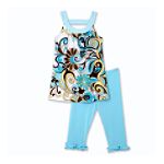 Amy's Closet Girl's 4-6x Floral Print Trapeze Top with Leggings